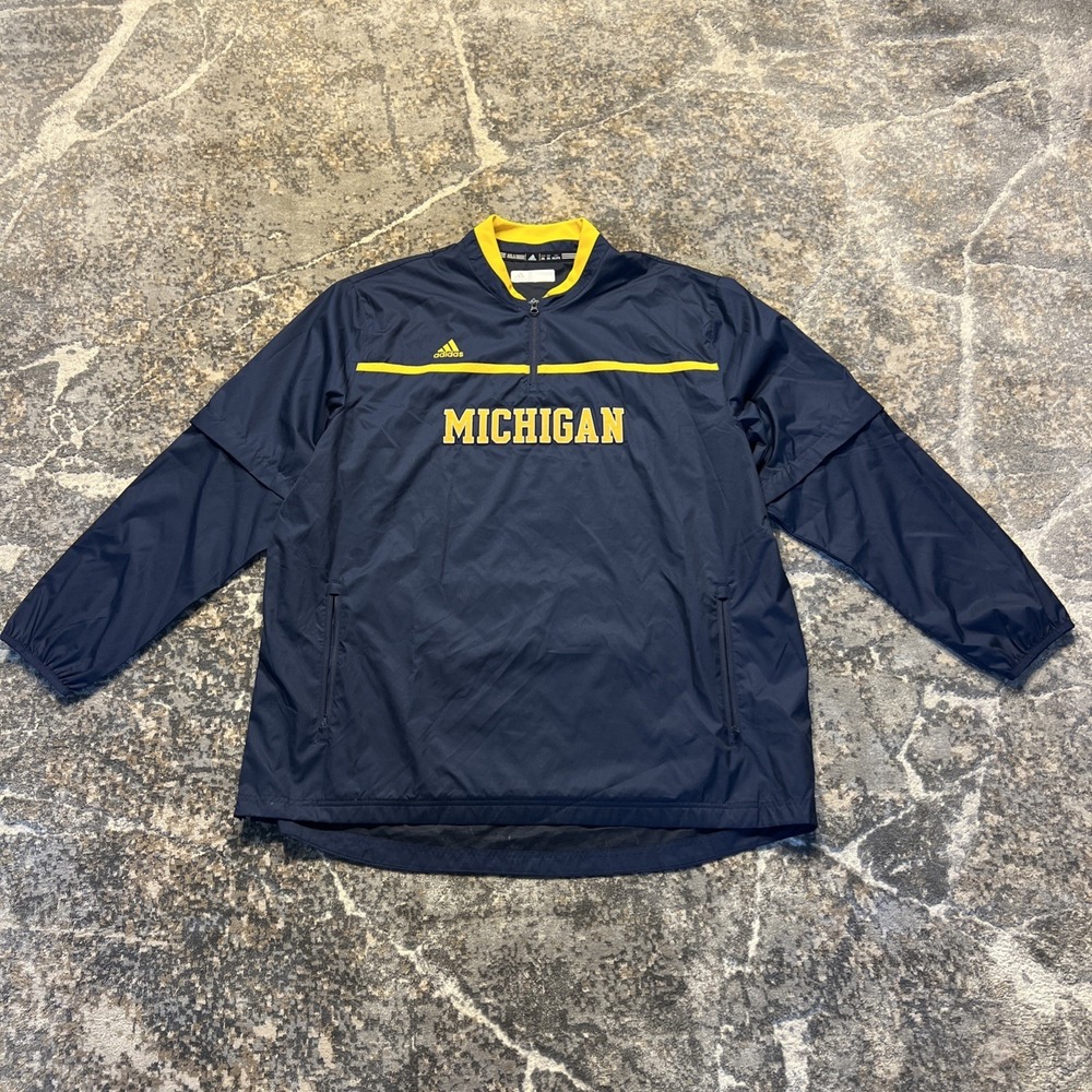 Adidas Michigan Wolverines Pullover Windbreaker Jacket NCAA Men's 2XL